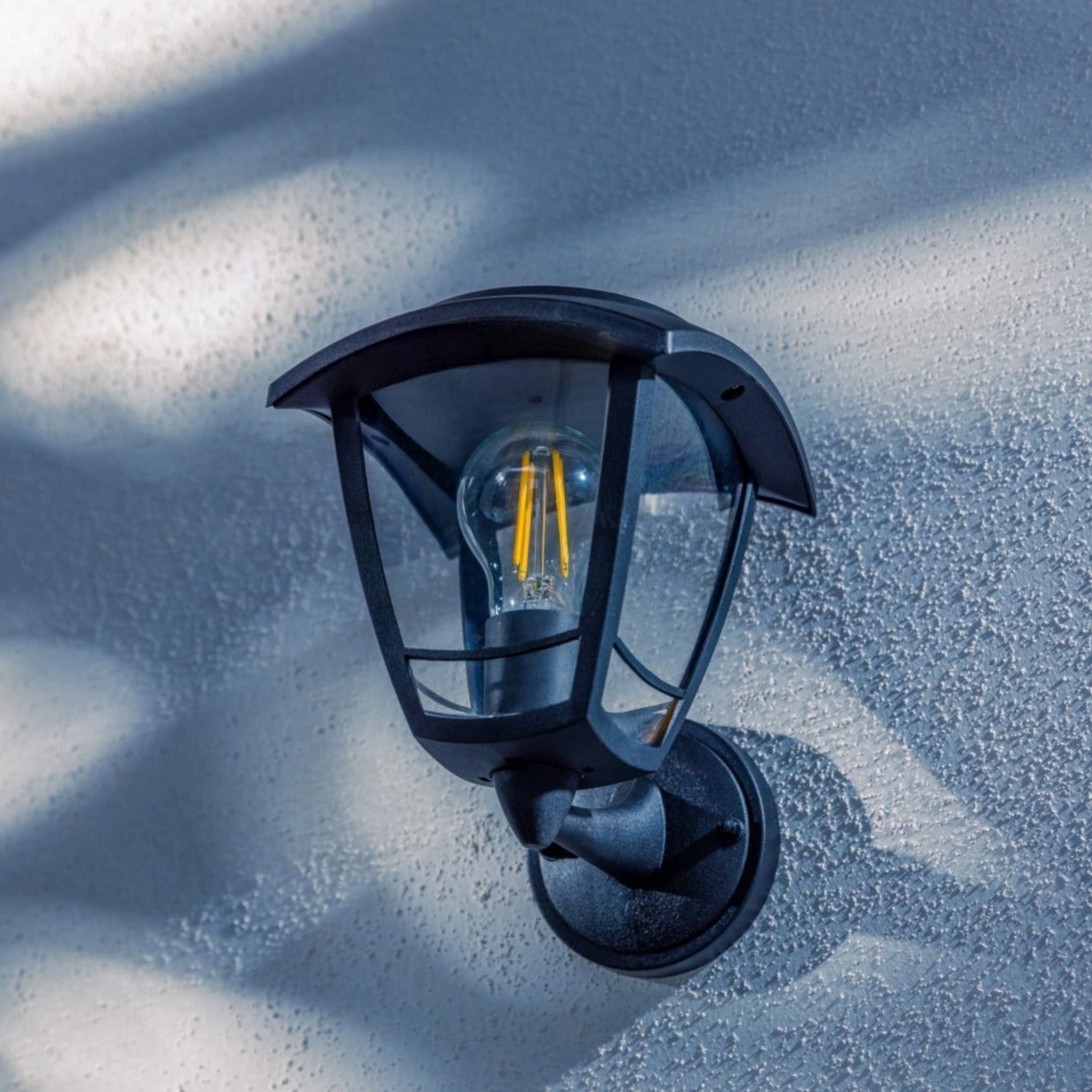 CGC LARA Black Solar Outdoor Wall Lantern Traditional Filament LED Warm White Light IP44