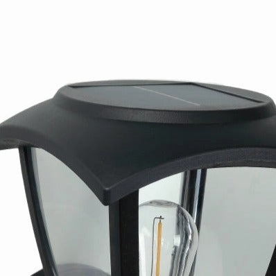 CGC LARA Black Solar Outdoor Wall Lantern Traditional Filament LED Warm White Light IP44