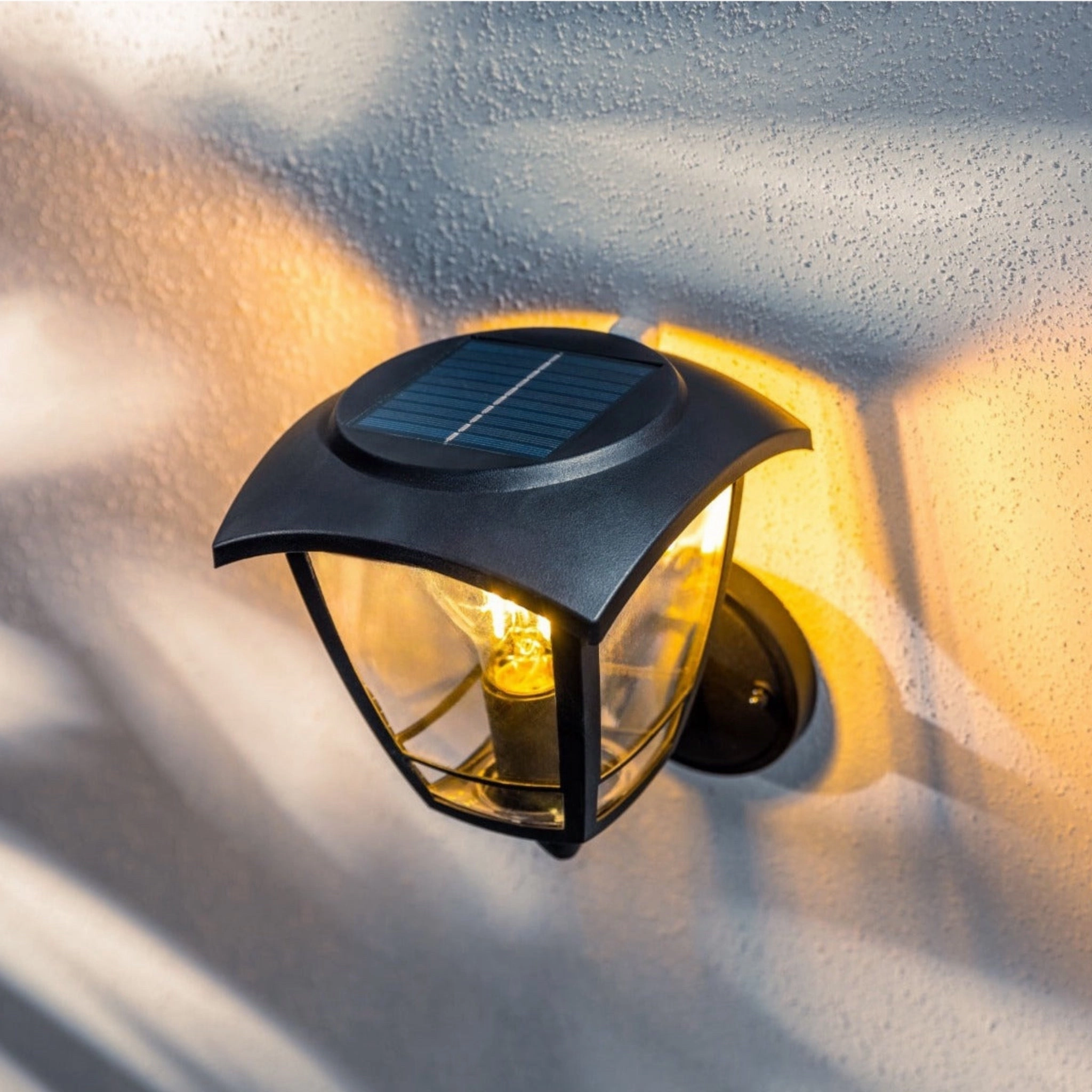 CGC LARA Black Solar Outdoor Wall Lantern Traditional Filament LED Warm White Light IP44
