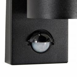 CGC LEO Black Single GU10 Wall Downlight with PIR Outdoor Light IP44