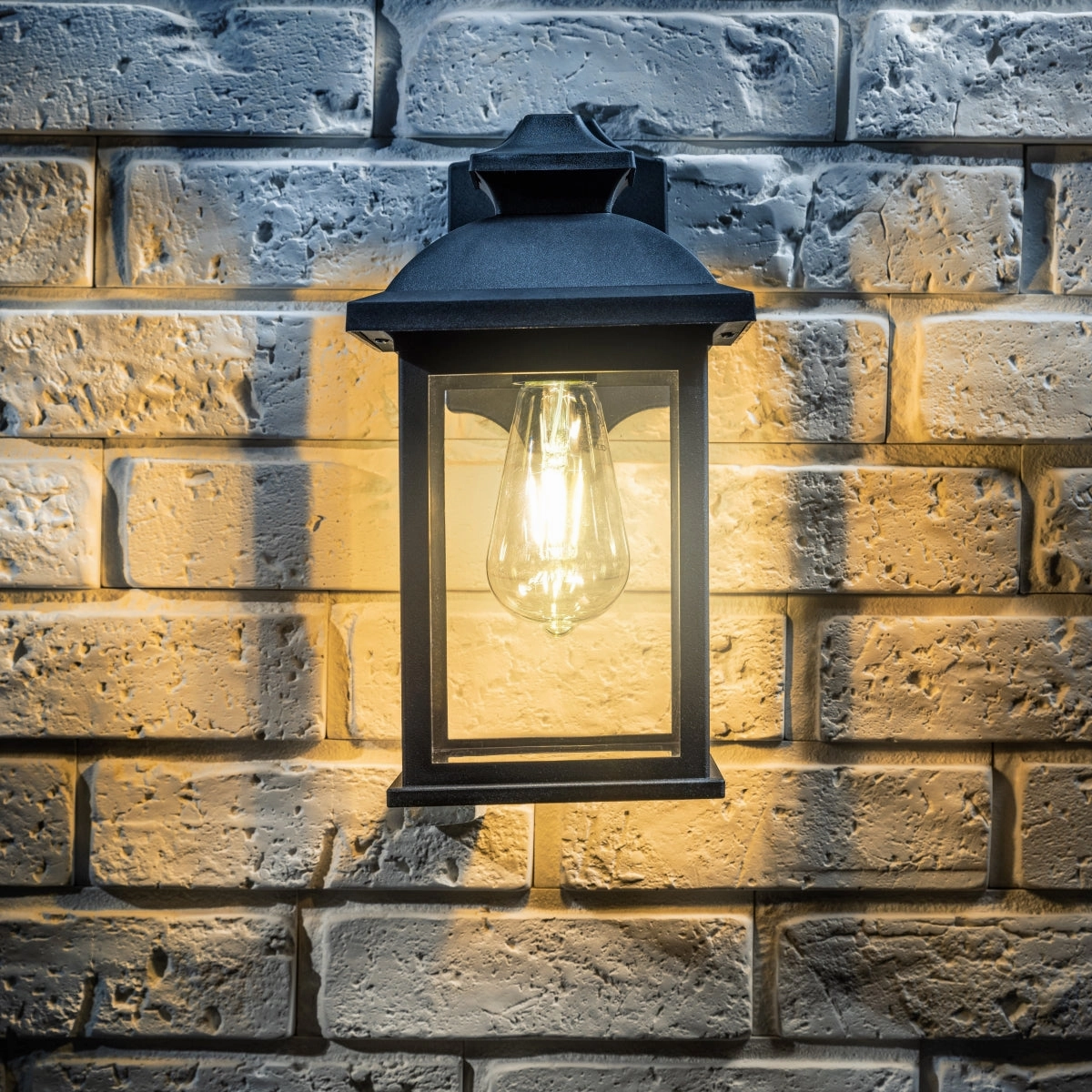 CGC LILLIAN Black Rectangle Mounted Outdoor Wall Lantern Light