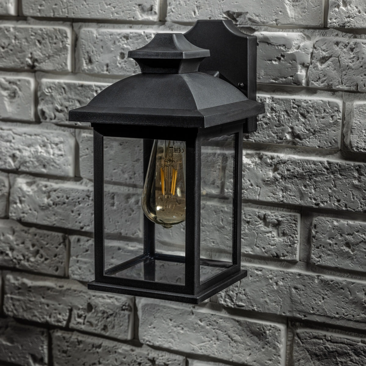 CGC LILLIAN Black Rectangle Mounted Outdoor Wall Lantern Light