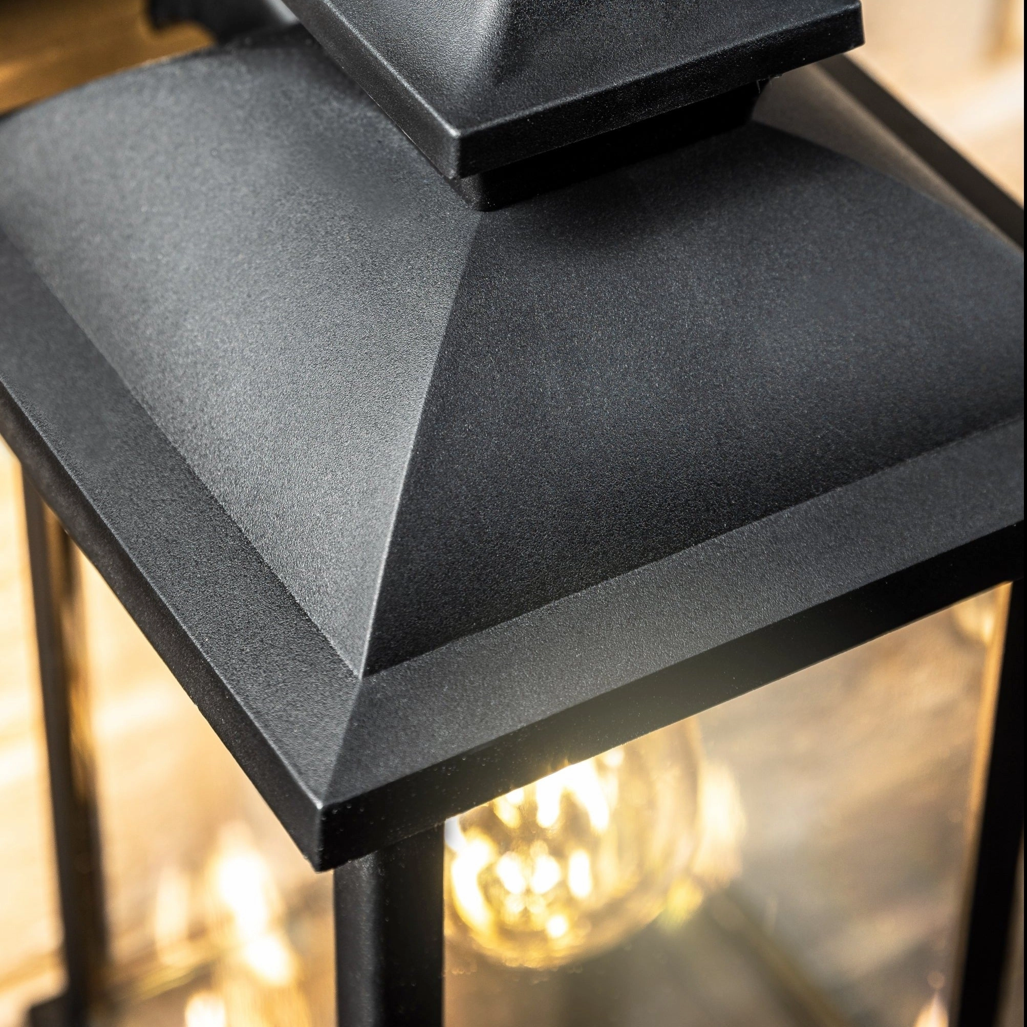 CGC LILLIAN Black Rectangle Mounted Outdoor Wall Lantern Light