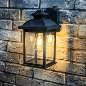 CGC LILLIAN Black Rectangle Mounted Outdoor Wall Lantern LightWeatherproof outdoor lighting