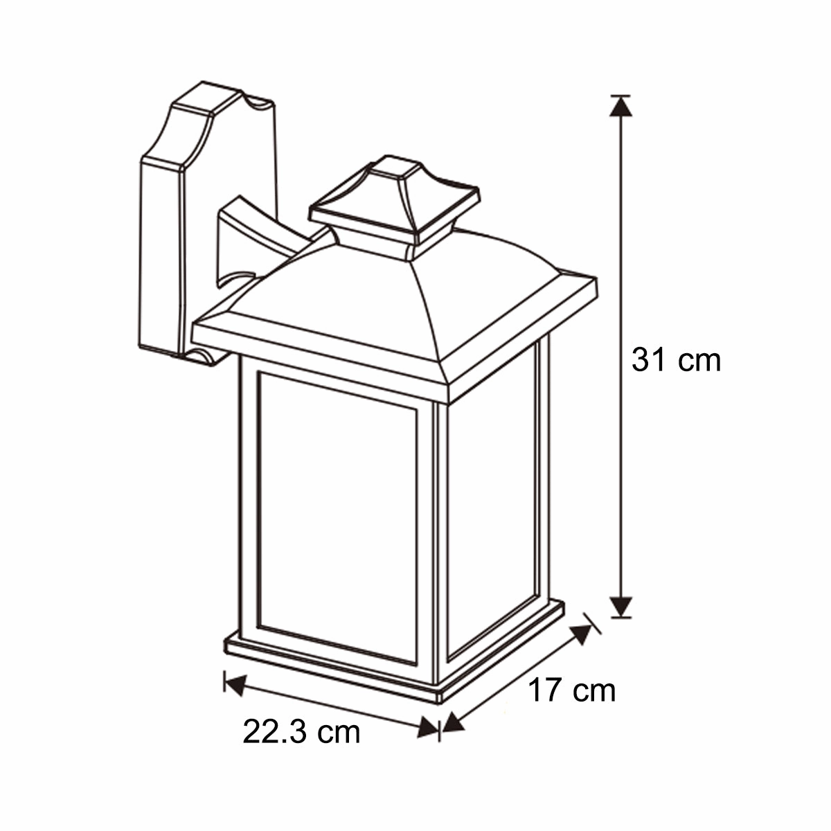 CGC LILLIAN Black Rectangle Mounted Outdoor Wall Lantern Light