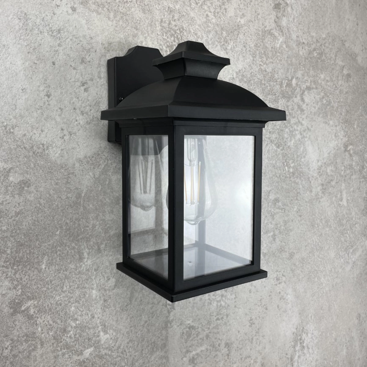 CGC LILLIAN Black Rectangle Mounted Outdoor Wall Lantern Light
