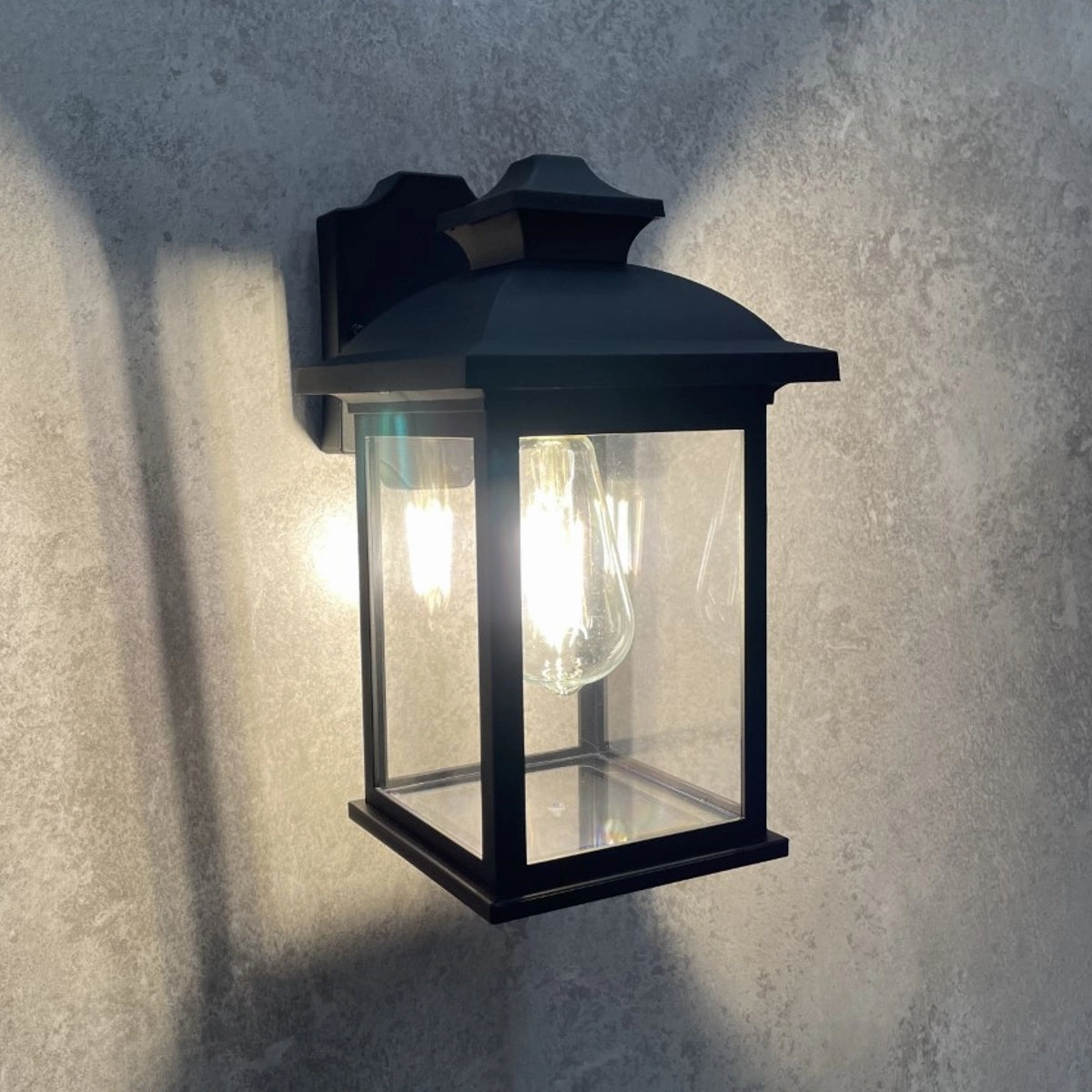CGC LILLIAN Black Rectangle Mounted Outdoor Wall Lantern Light