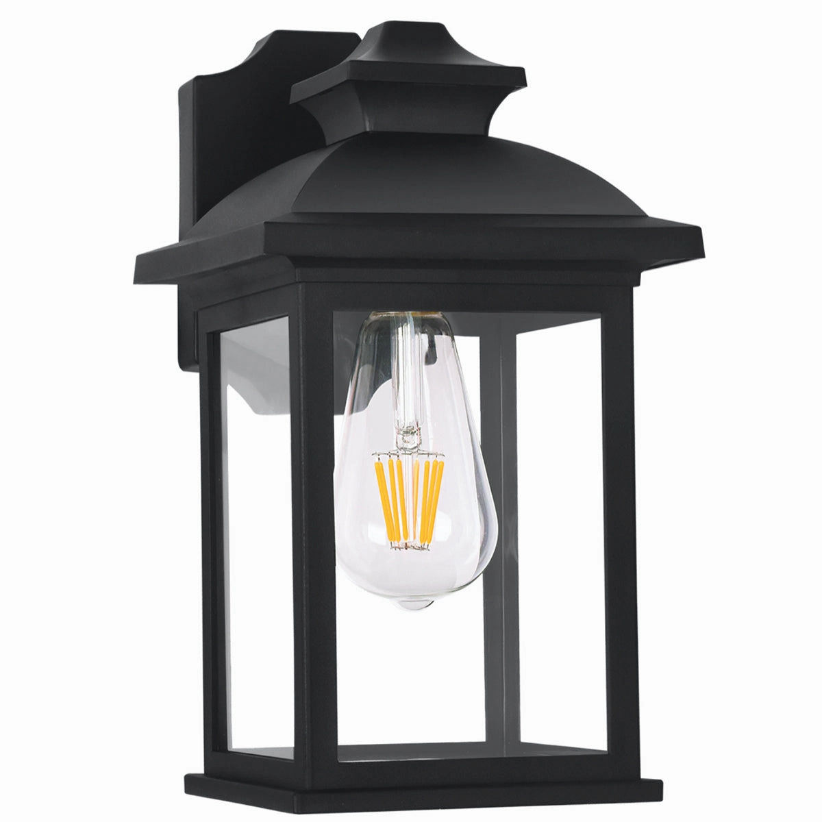 CGC LILLIAN Black Rectangle Mounted Outdoor Wall Lantern Light