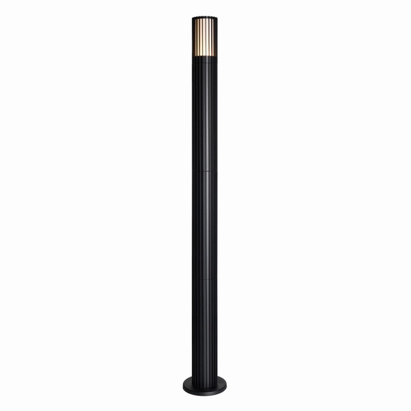 CGC LILLY Black Ribbed GU10 Outdoor Bollard Post Light IP44