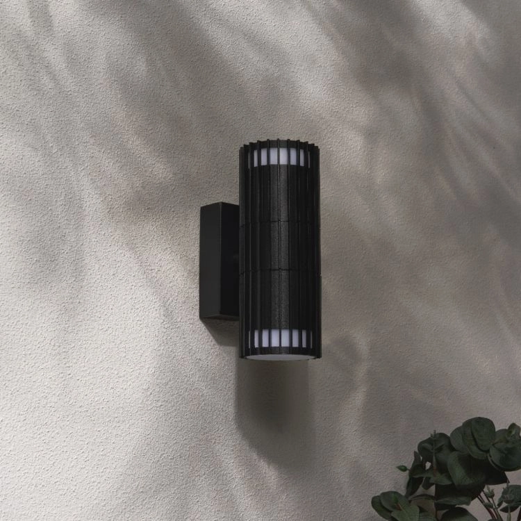CGC LILLY Black Ribbed GU10 Up & Down Outdoor Wall Light IP65