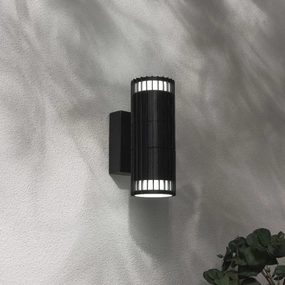 CGC LILLY Black Ribbed GU10 Up & Down Outdoor Wall Light IP65Weatherproof outdoor lighting