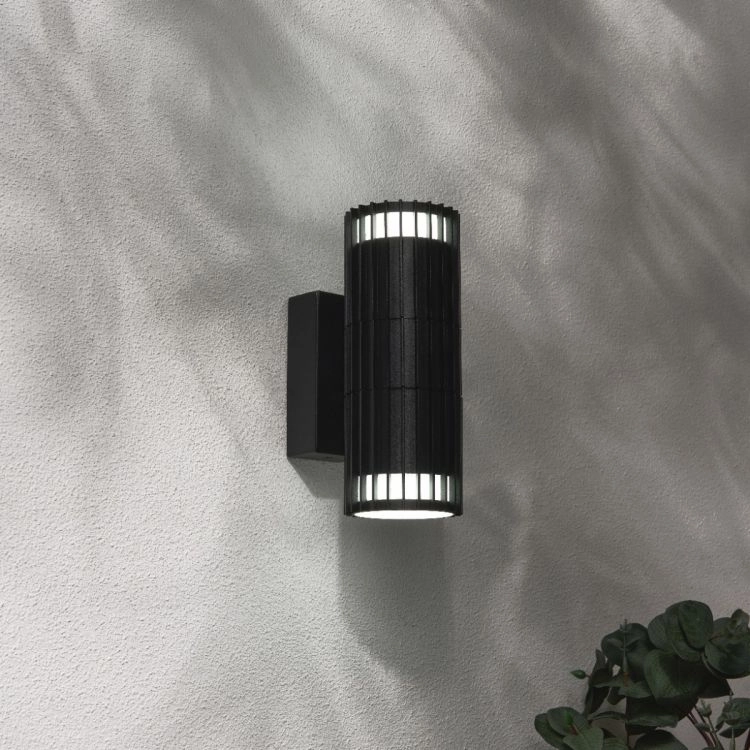 CGC LILLY Black Ribbed GU10 Up & Down Outdoor Wall Light IP65Weatherproof outdoor lighting