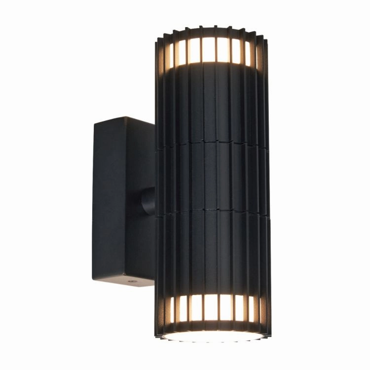 CGC LILLY Black Ribbed GU10 Up & Down Outdoor Wall Light IP65