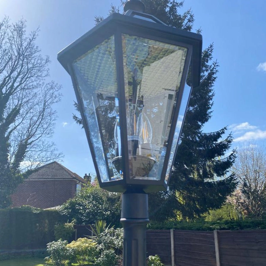 CGC LONDON 2.3 Metre Extra Tall Black Victorian Style LED Solar Post Light