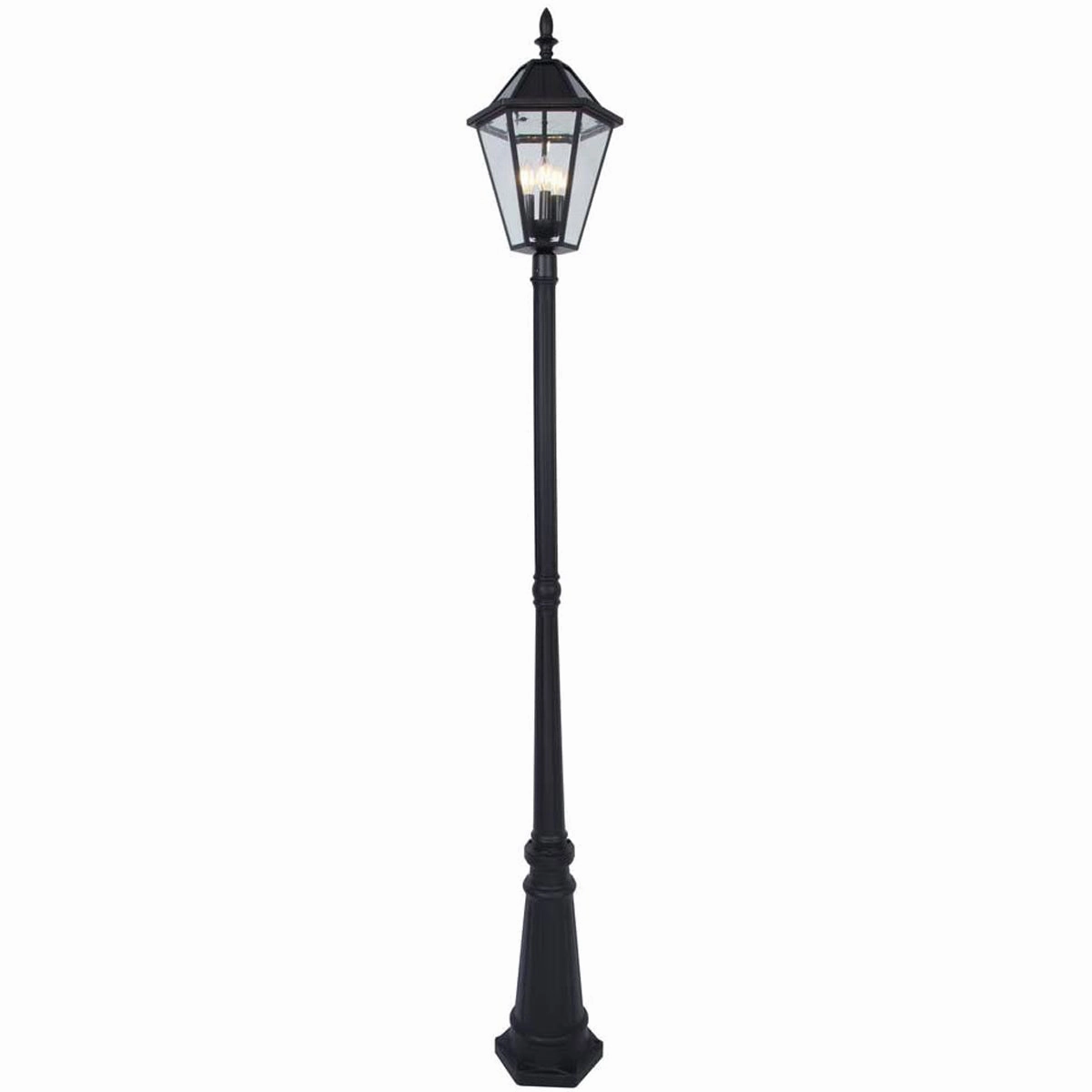 CGC LONDON 2.3 Metre Extra Tall Black Victorian Style LED Solar Post Light