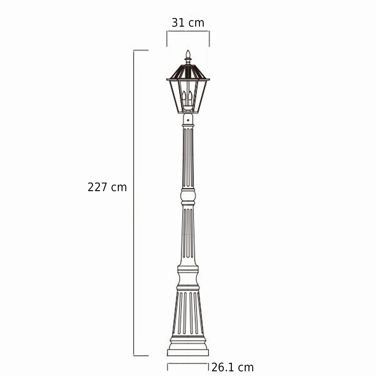 CGC LONDON 2.3 Metre Extra Tall Black Victorian Style LED Solar Post Light