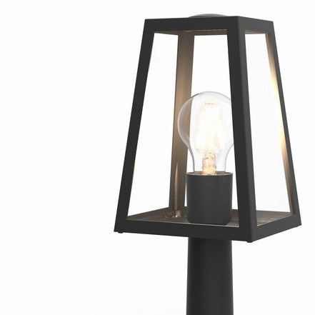 CGC LOUIE Black Modern Outdoor Lantern Short Post Light