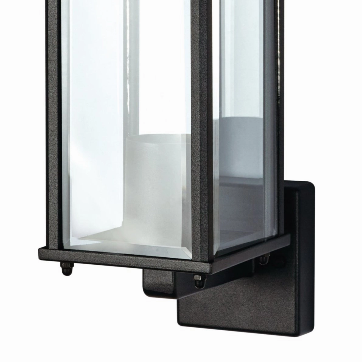 CGC MARIN Black Outdoor Wall Lantern Clear Bevelled Glass Diffuser Up IP44