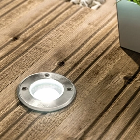 CGC MEADOW Round Large Single Stainless Steel Inground Or Decking LightsWeatherproof outdoor lighting