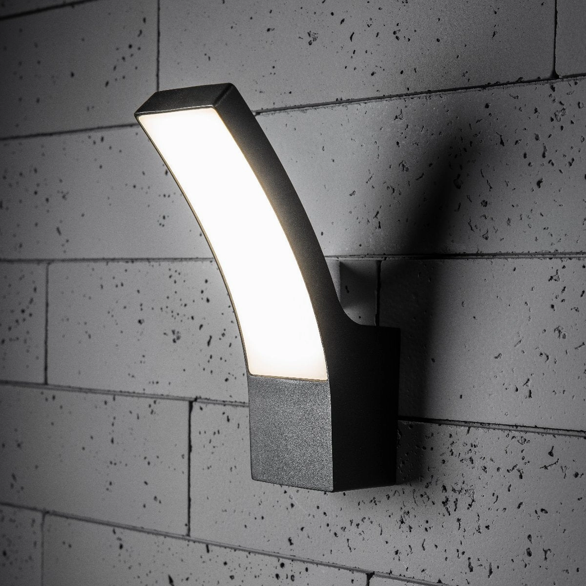 CGC MILLIE Black Curved LED Wall Light Diecast Aluminium Opal Diffuser 4000k IP54Weatherproof outdoor lighting