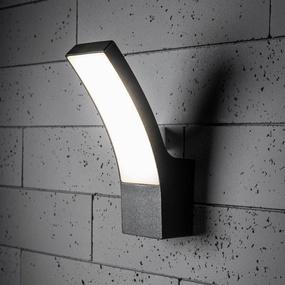 CGC MILLIE Black Curved LED Wall Light Diecast Aluminium Opal Diffuser 4000k IP54Weatherproof outdoor lighting