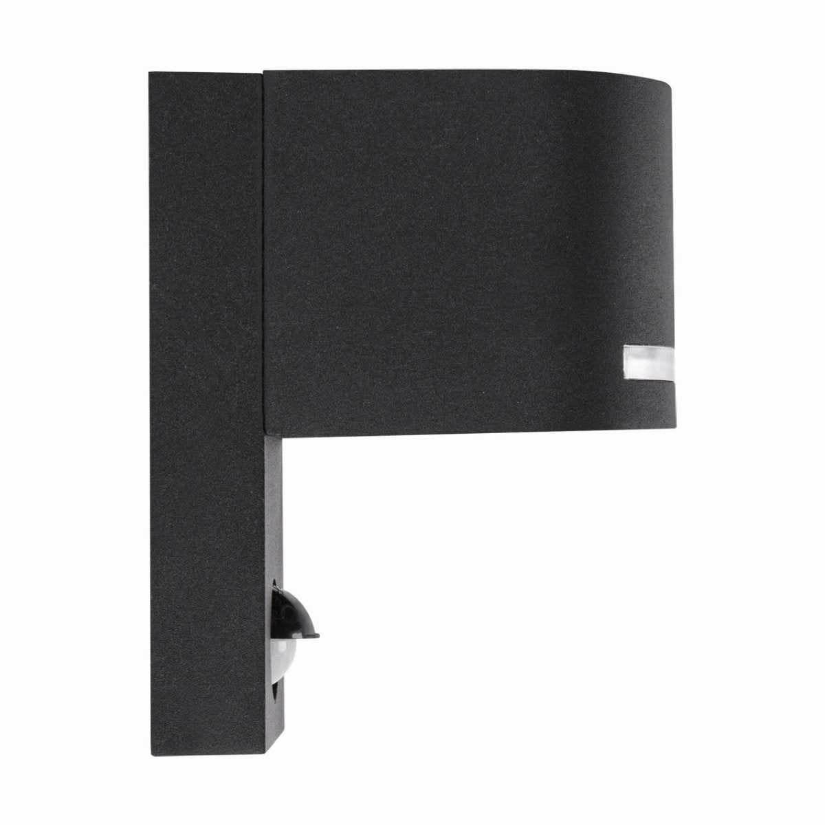 CGC OAX Black Curved PIR Motion Sensor GU10 Single Down Outdoor Wall Light with Halo Front Illumination