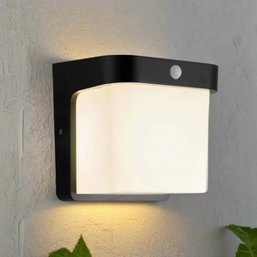CGC RHEA Black Cube PIR Motion Sensor LED Outdoor Wall Light 4000k Natural White Integrated LED IP65Weatherproof outdoor lighting