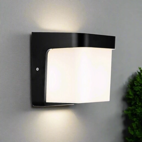 CGC RHEA Black LED Outdoor Wall Light Cube with Opal Diffuser IP65 Polycarbonate Coastal 4000KWeatherproof outdoor lighting