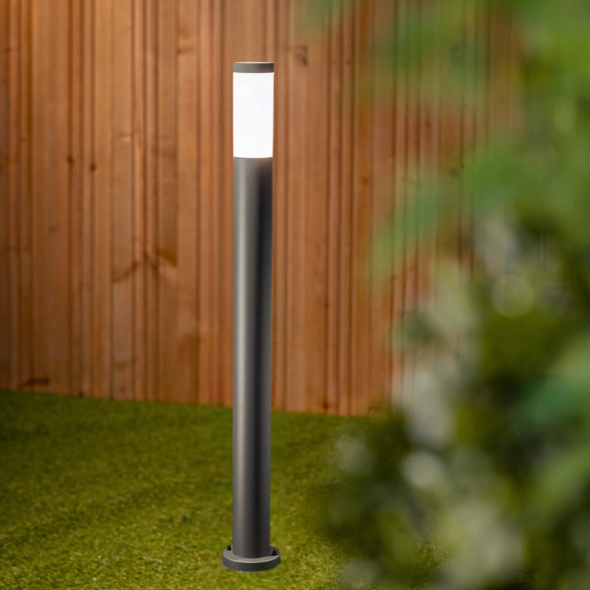 CGC ROME 1m Anthracite Dark Grey Outdoor Post Light Opal Diffuser