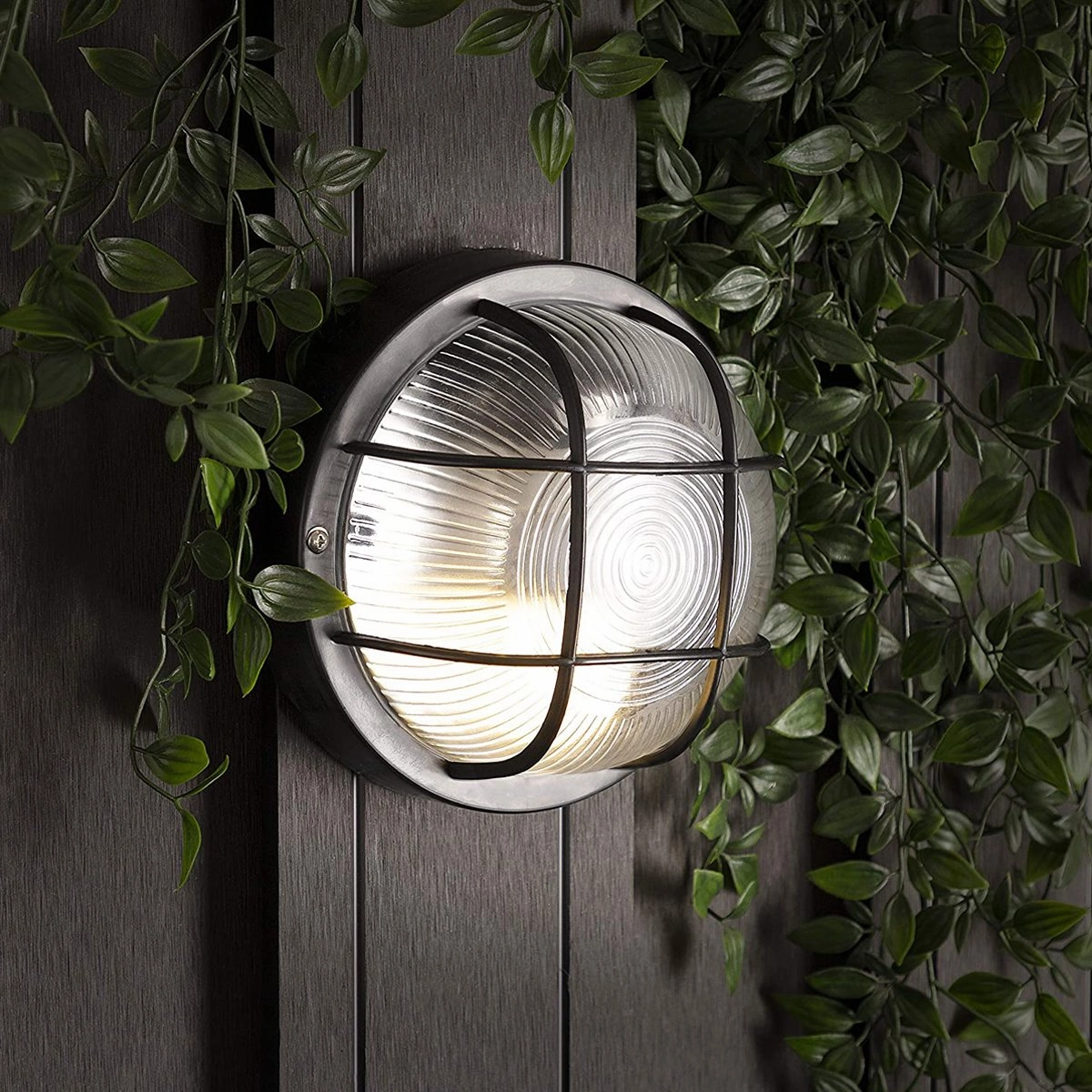 CGC RONNIE Black Cage Round Bulkhead LightWeatherproof outdoor lighting