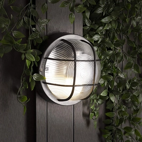 CGC RONNIE Black Cage Round Bulkhead LightWeatherproof outdoor lighting