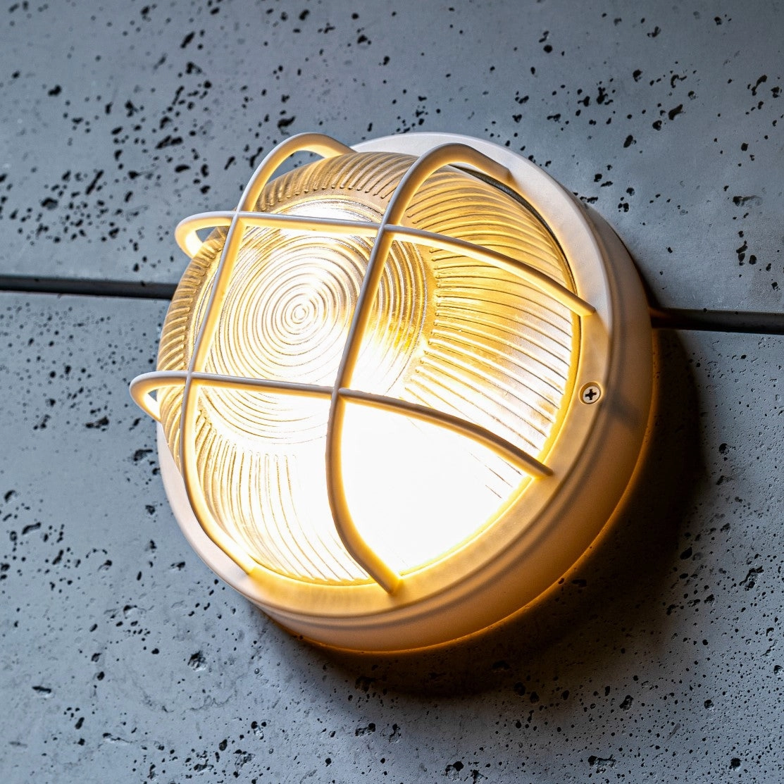 CGC RONNIE White Cage Round Bulkhead Light