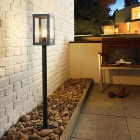 CGC SIENNA Black Outdoor Post Light With Rectangle DiffuserWeatherproof outdoor lighting