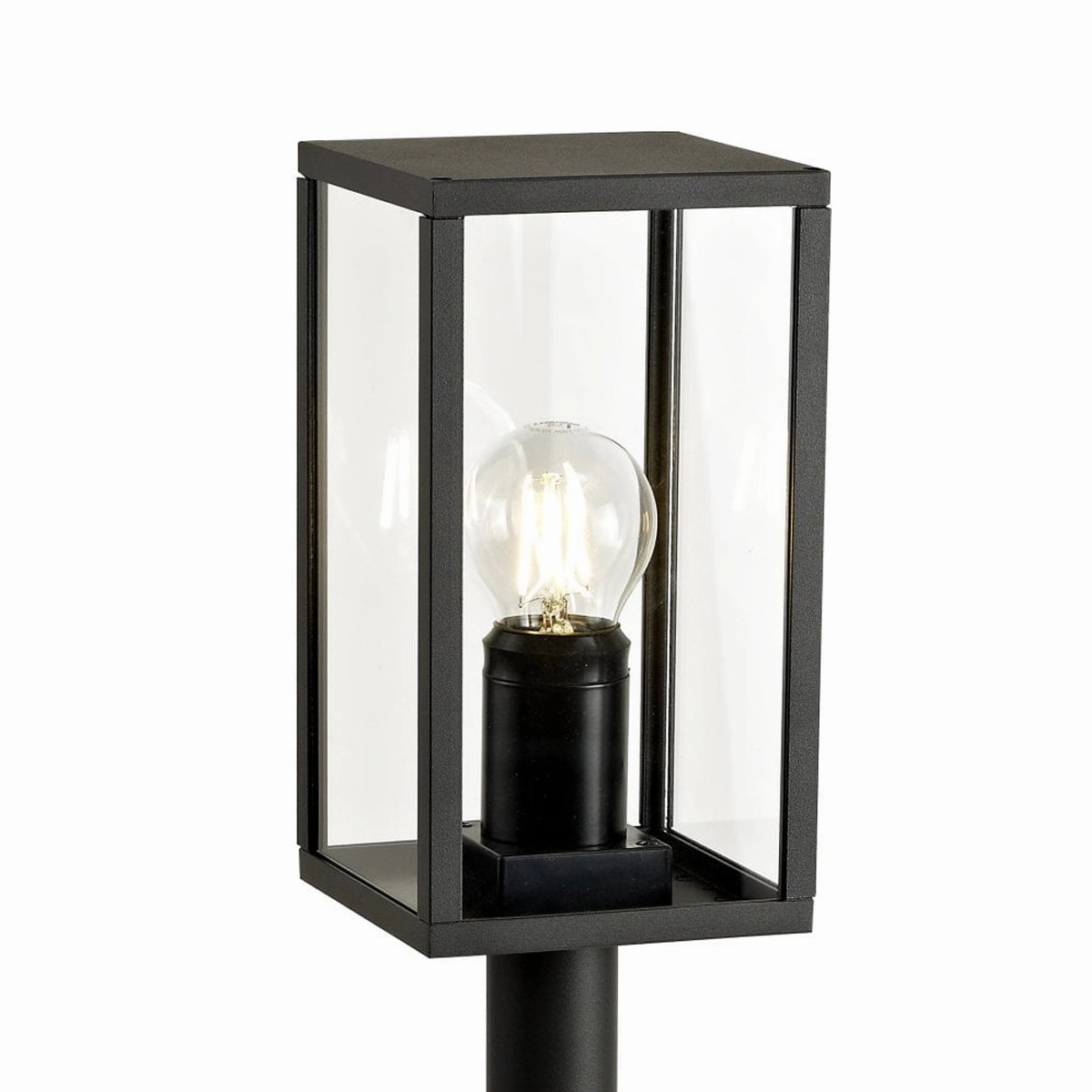 CGC SIENNA Black Outdoor Post Light With Rectangle Diffuser