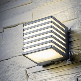 CGC SIROLO Anthracite Grey Square LED Outdoor Cube Wall Light Decorative Grill 4000k IP54 10W 1000lmWeatherproof outdoor lighting
