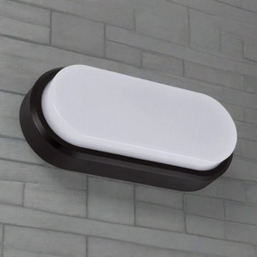 CGC SONNY Black Opal Oval Outdoor Wall Light Bulkhead 12WWeatherproof outdoor lighting