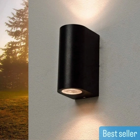CGC TIAGO Black Large Curved Double SpotlightsWeatherproof outdoor lighting