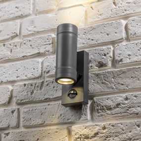 CGC VALENTINE Dark Grey Outdoor Double Wall Light With Motion SensorWeatherproof outdoor lighting