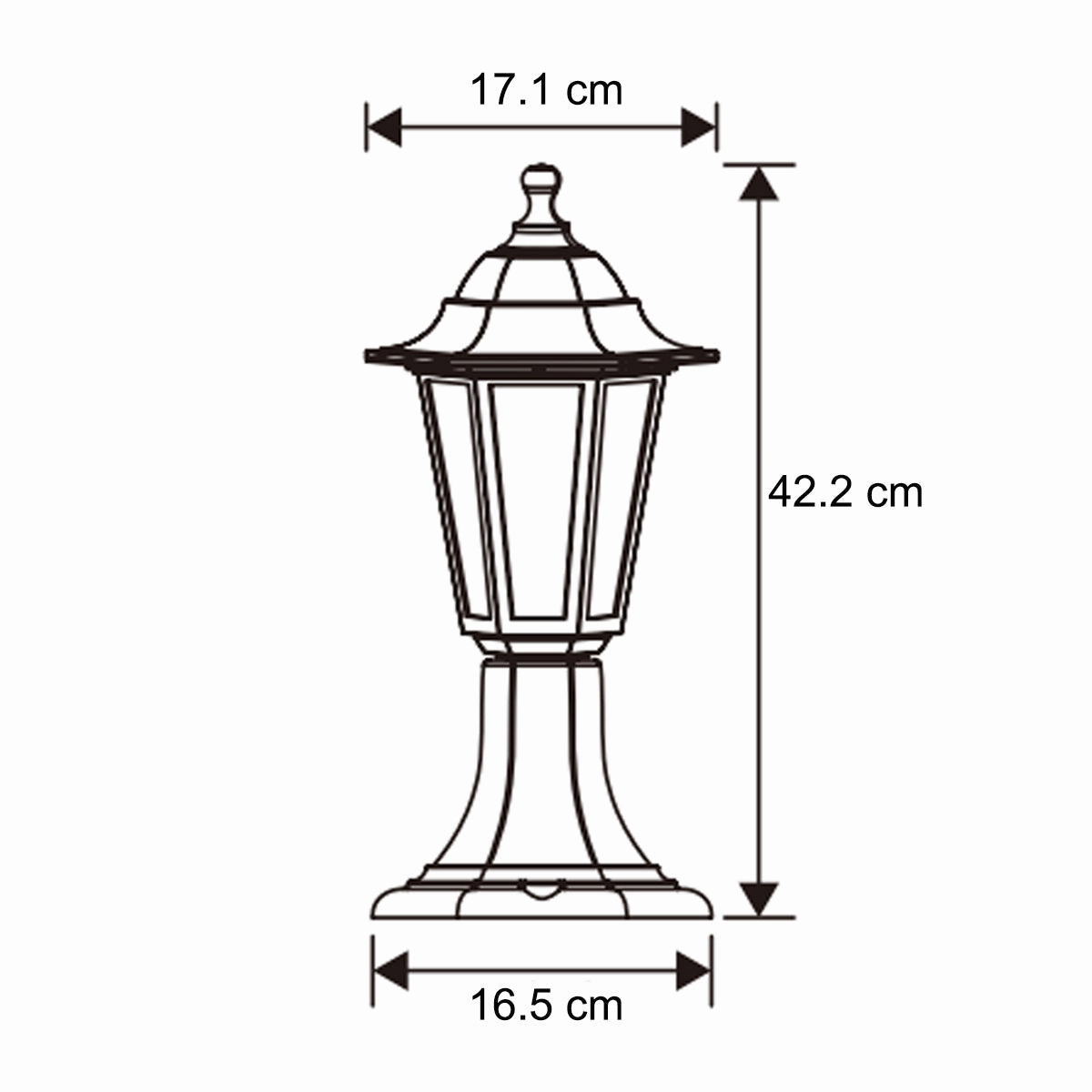 CGC YASMIN Black Outdoor Traditional Lantern Style Medium Post Light