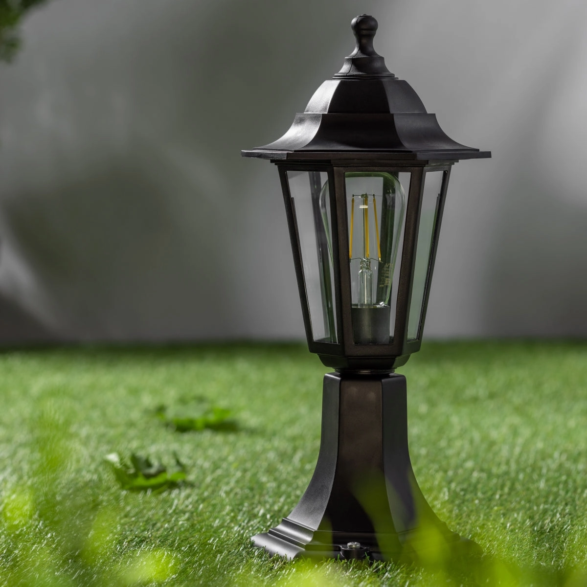 CGC YASMIN Black Outdoor Traditional Lantern Style Medium Post Light
