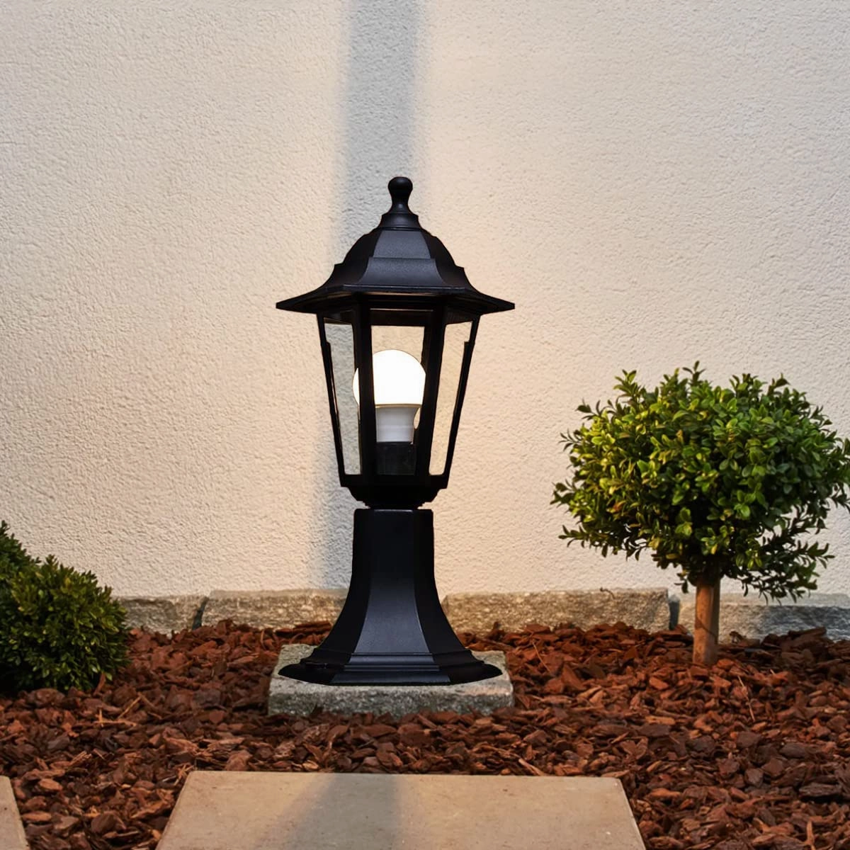 CGC YASMIN Black Outdoor Traditional Lantern Style Medium Post Light