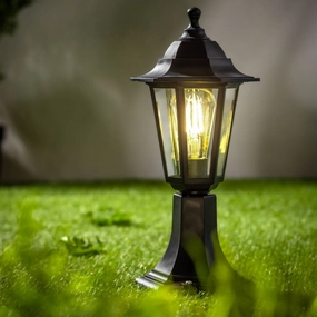 CGC YASMIN Black Outdoor Traditional Lantern Style Medium Post LightDecorative outdoor post lights