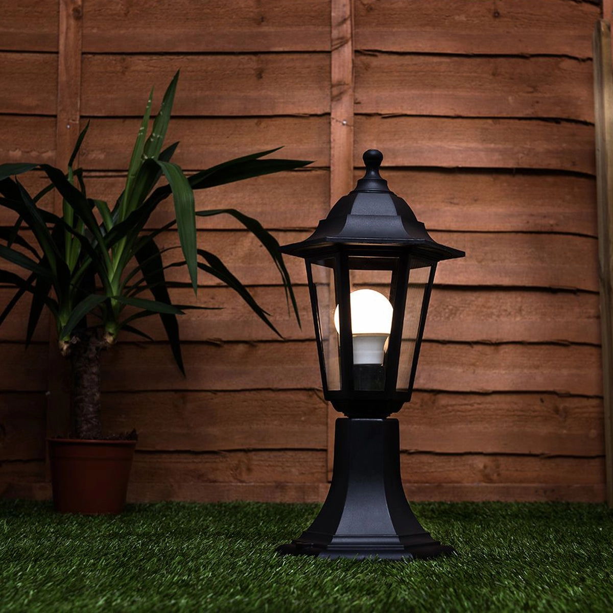 CGC YASMIN Black Outdoor Traditional Lantern Style Medium Post Light