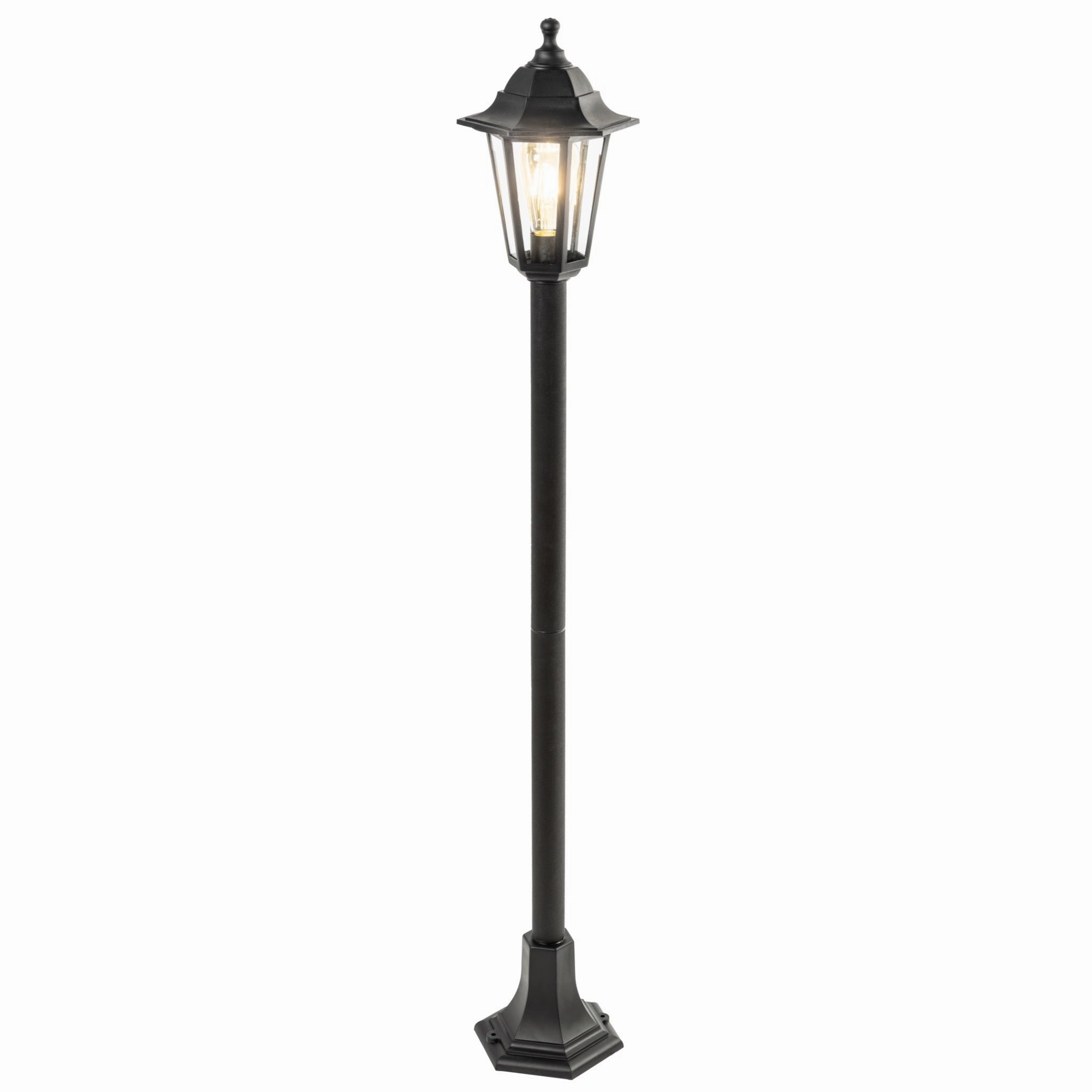 CGC YASMIN Black Outdoor Traditional Lantern Style Tall Post Light