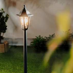 CGC YASMIN Black Outdoor Traditional Lantern Style Tall Post LightWeatherproof outdoor lighting