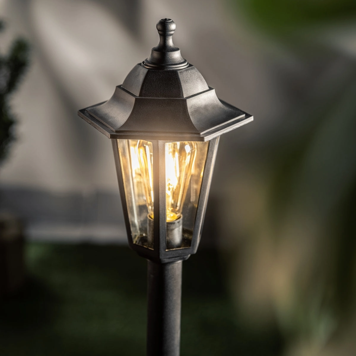 CGC YASMIN Black Outdoor Traditional Lantern Style Tall Post Light