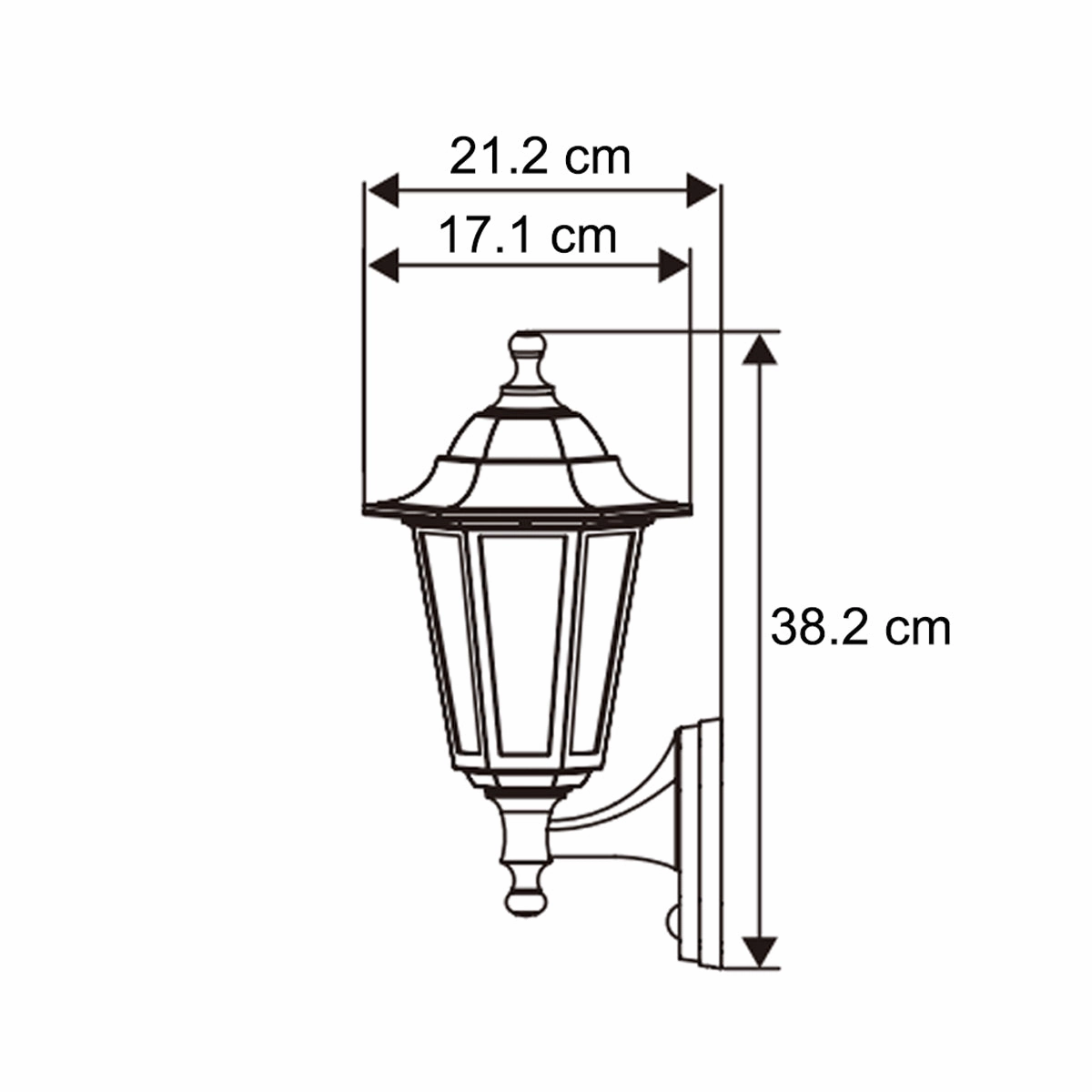 CGC YASMIN Black Outdoor Traditional Lantern Style Wall Light With Motion Sensor