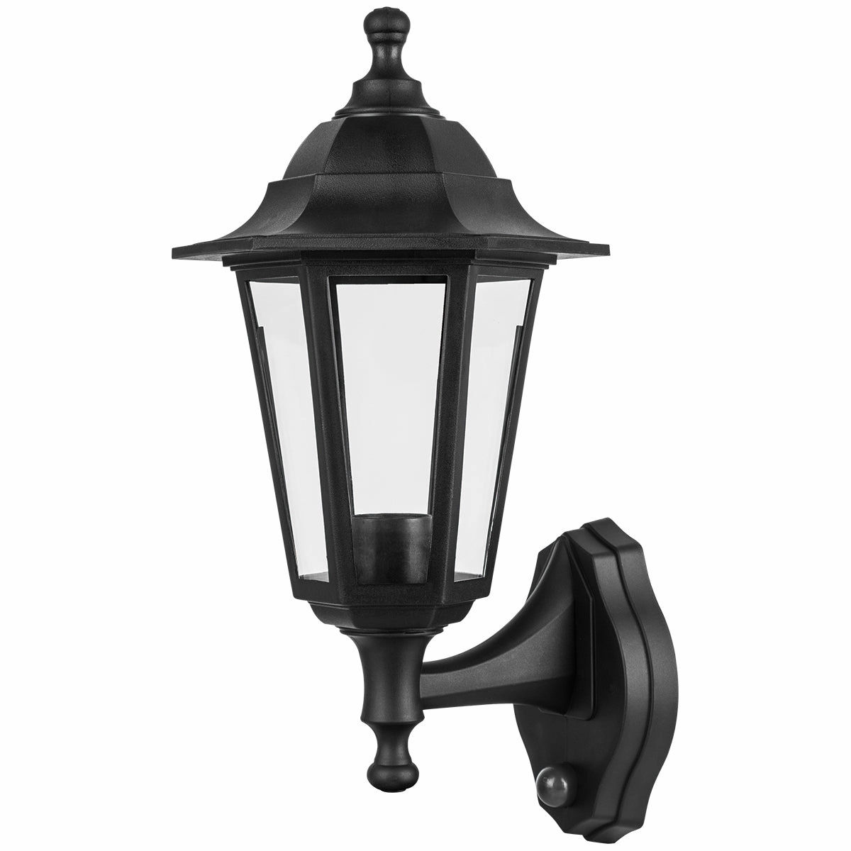 CGC YASMIN Black Outdoor Traditional Lantern Style Wall Light With Motion Sensor