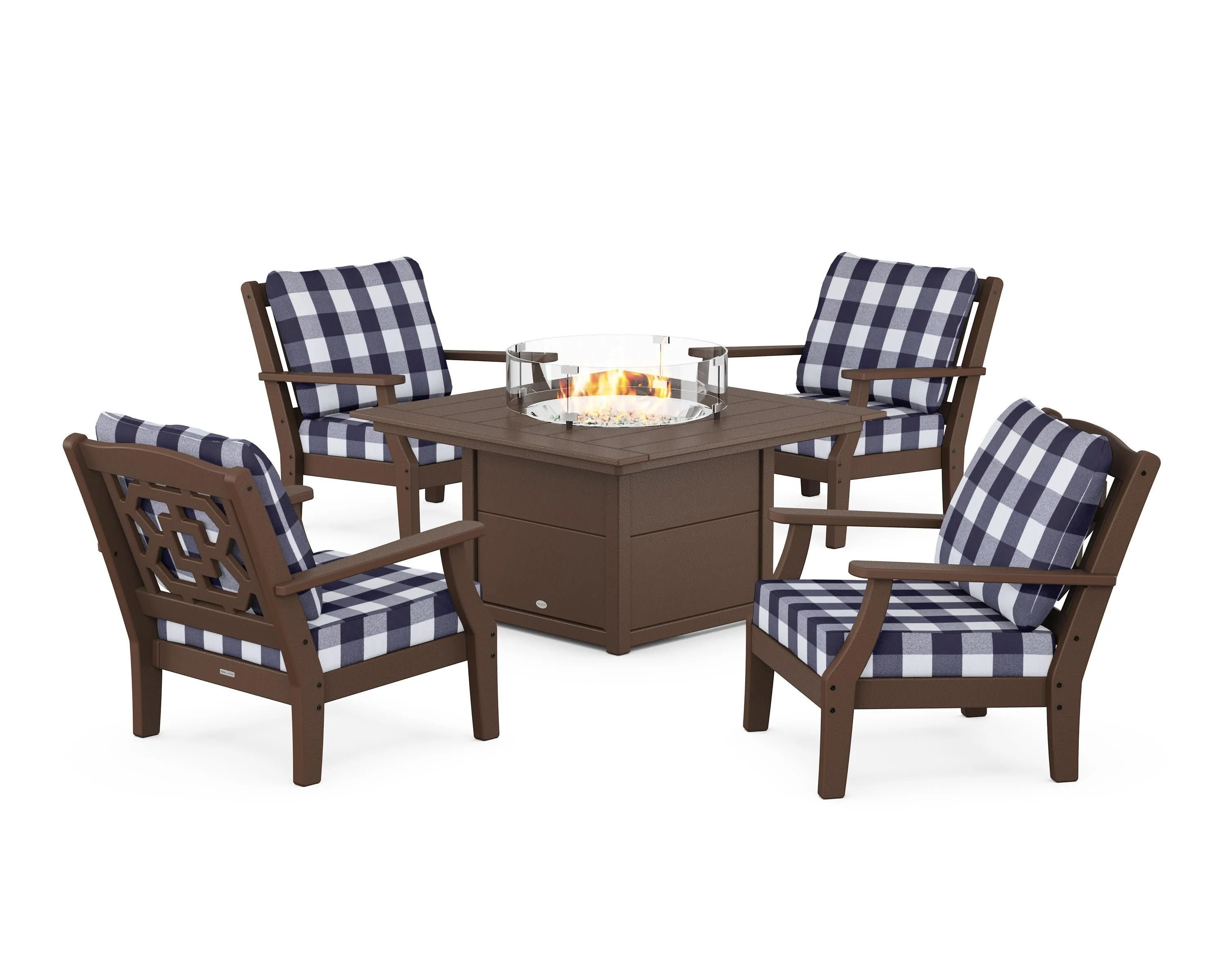 Chinoiserie 5-Piece Deep Seating Set with Fire Pit Table