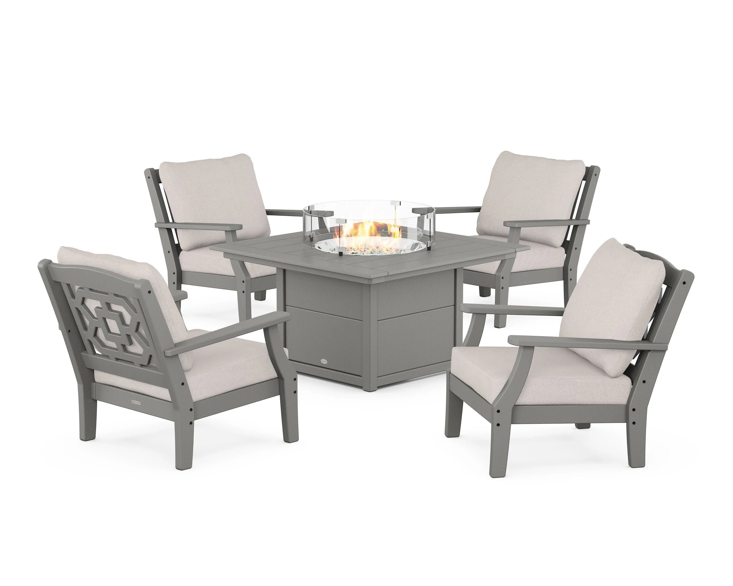 Chinoiserie 5-Piece Deep Seating Set with Fire Pit Tableoutdoor patio dining furniture set